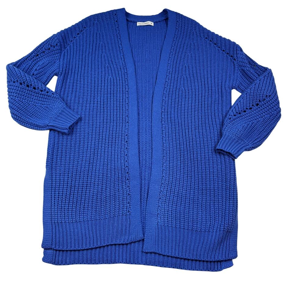 Moon & Madison Soft Chenille Ribbed Open Front Periwinkle Cardigan Women's M